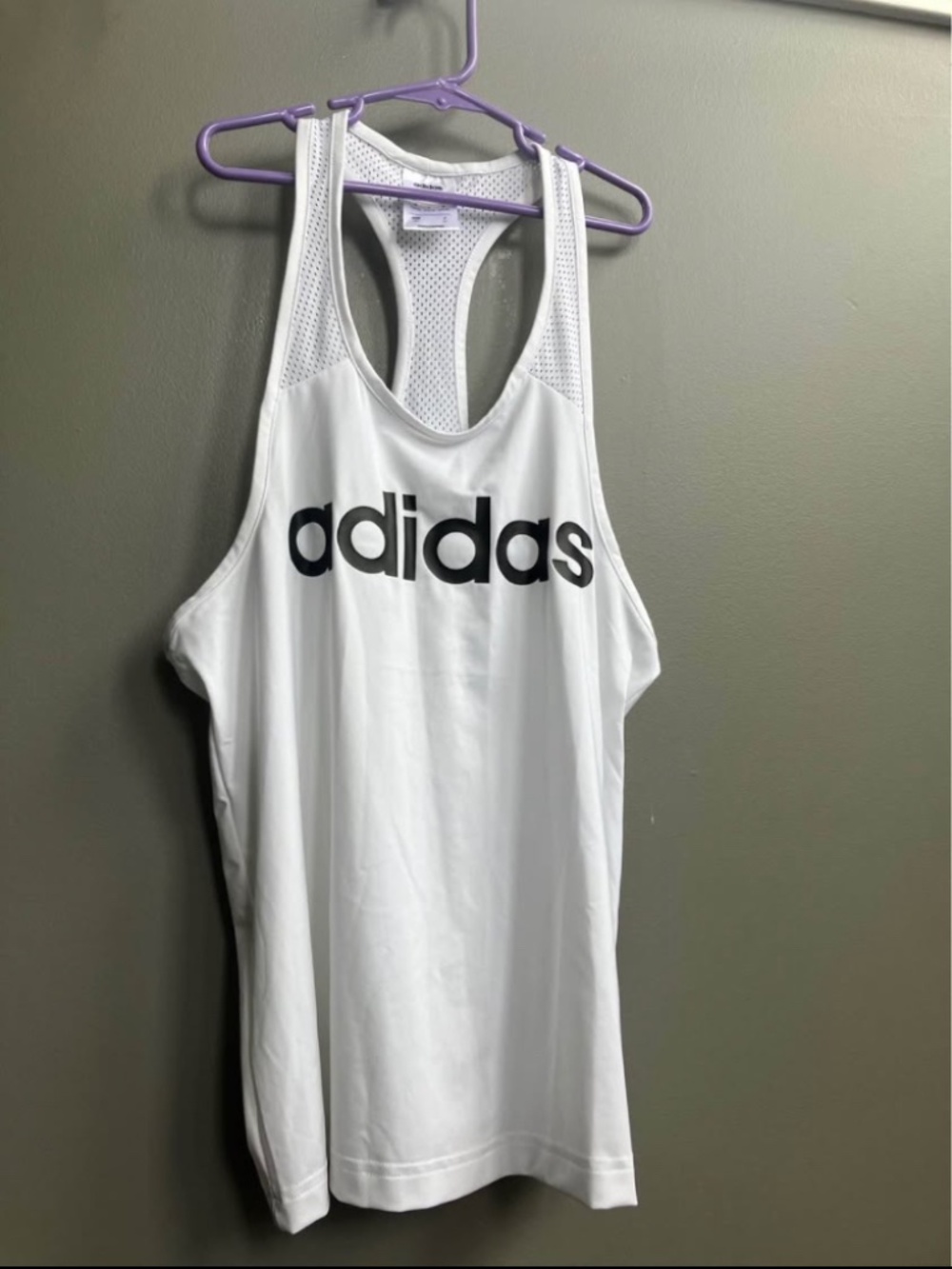 Adidas Climalite White Open Back Racerback Tank Top | Size Small